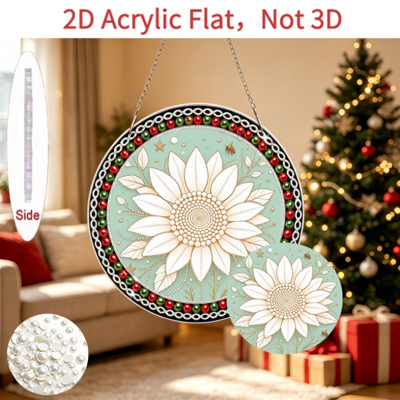 Elegant Floral Acrylic Pendant with Pearl Edging, Gift for Her